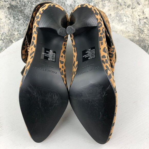 Colin Stuart Women's 8B Leopard Print Suede Bow Slouch Folded Shaft Booties - Picture 10 of 12